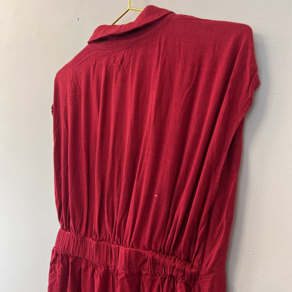 Mink Pink Red Short Sleeve Wrap Romper Medium