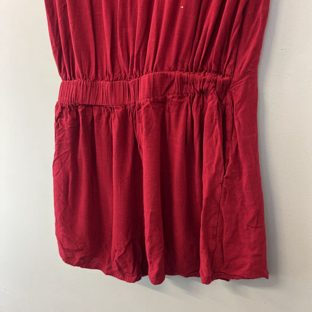 Mink Pink Red Short Sleeve Wrap Romper Medium