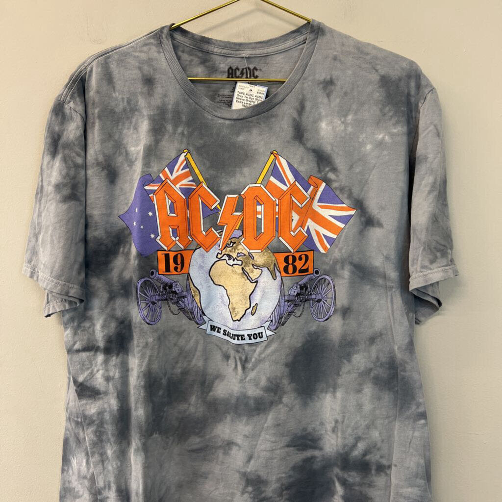 ACDC Grey Tie Dye Short Sleeve Graphic Tee Extra Large