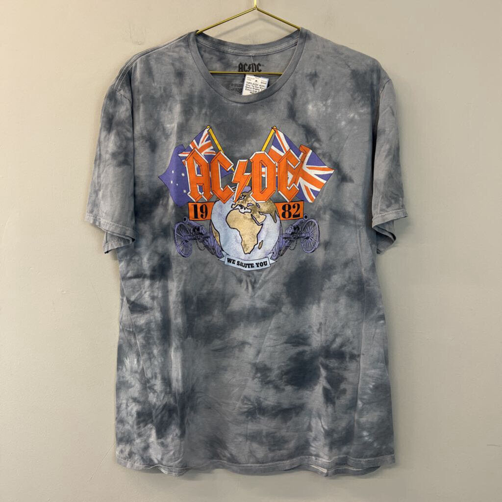 ACDC Grey Tie Dye Short Sleeve Graphic Tee Extra Large