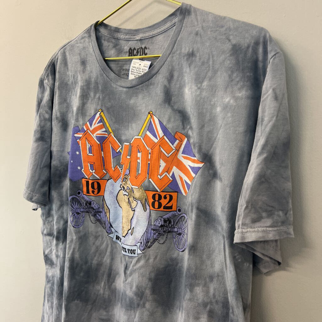 ACDC Grey Tie Dye Short Sleeve Graphic Tee Extra Large