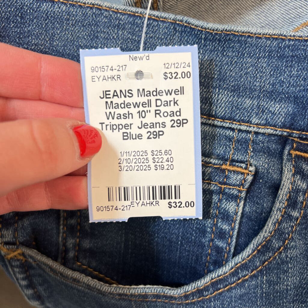 Madewell Dark Wash 10" Road Tripper Jeans 29P