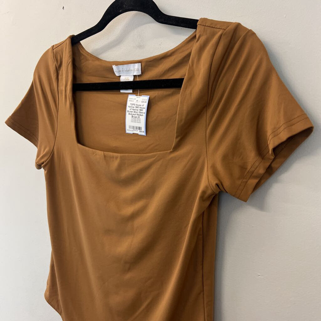 House of Harlow 1960 Brown Short Sleeve Bodysuit Medium