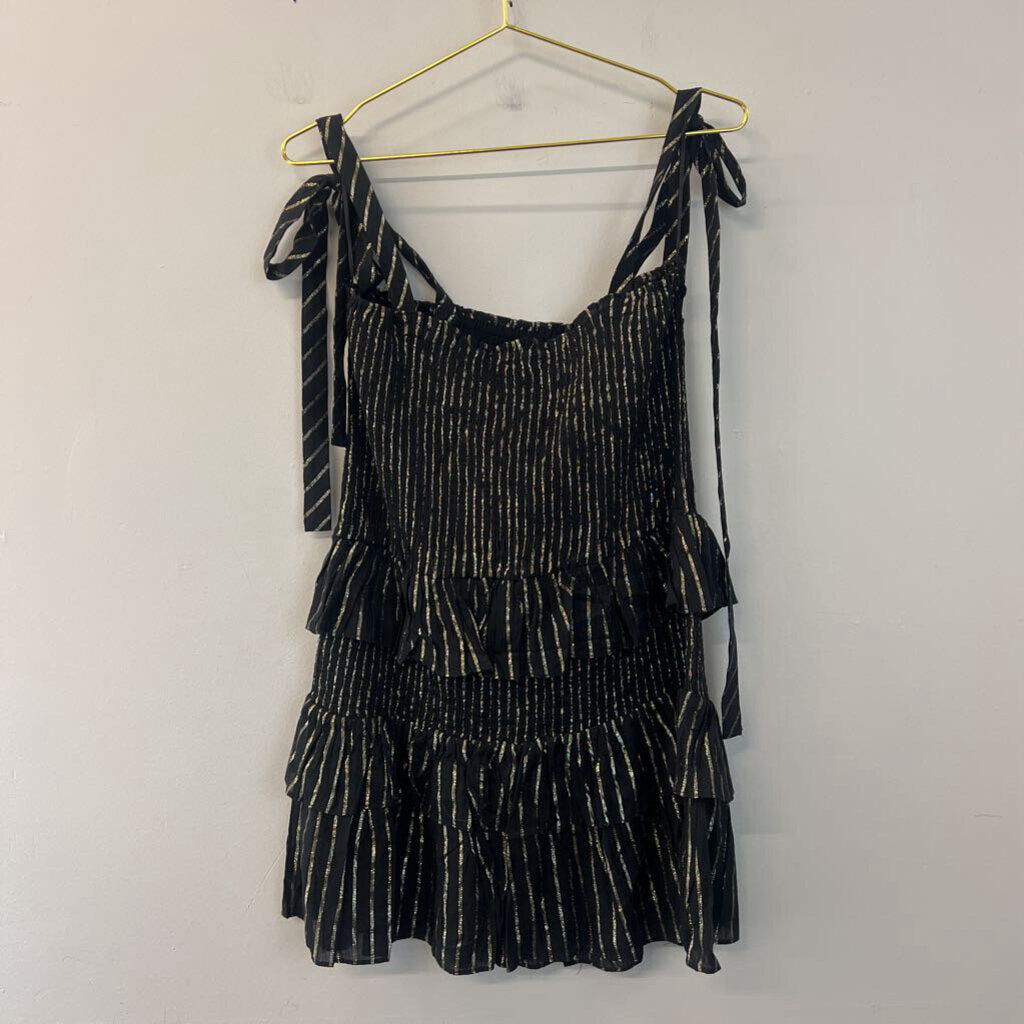 House Of Harlow 1960 Black/ Gold Tiered Dress Large