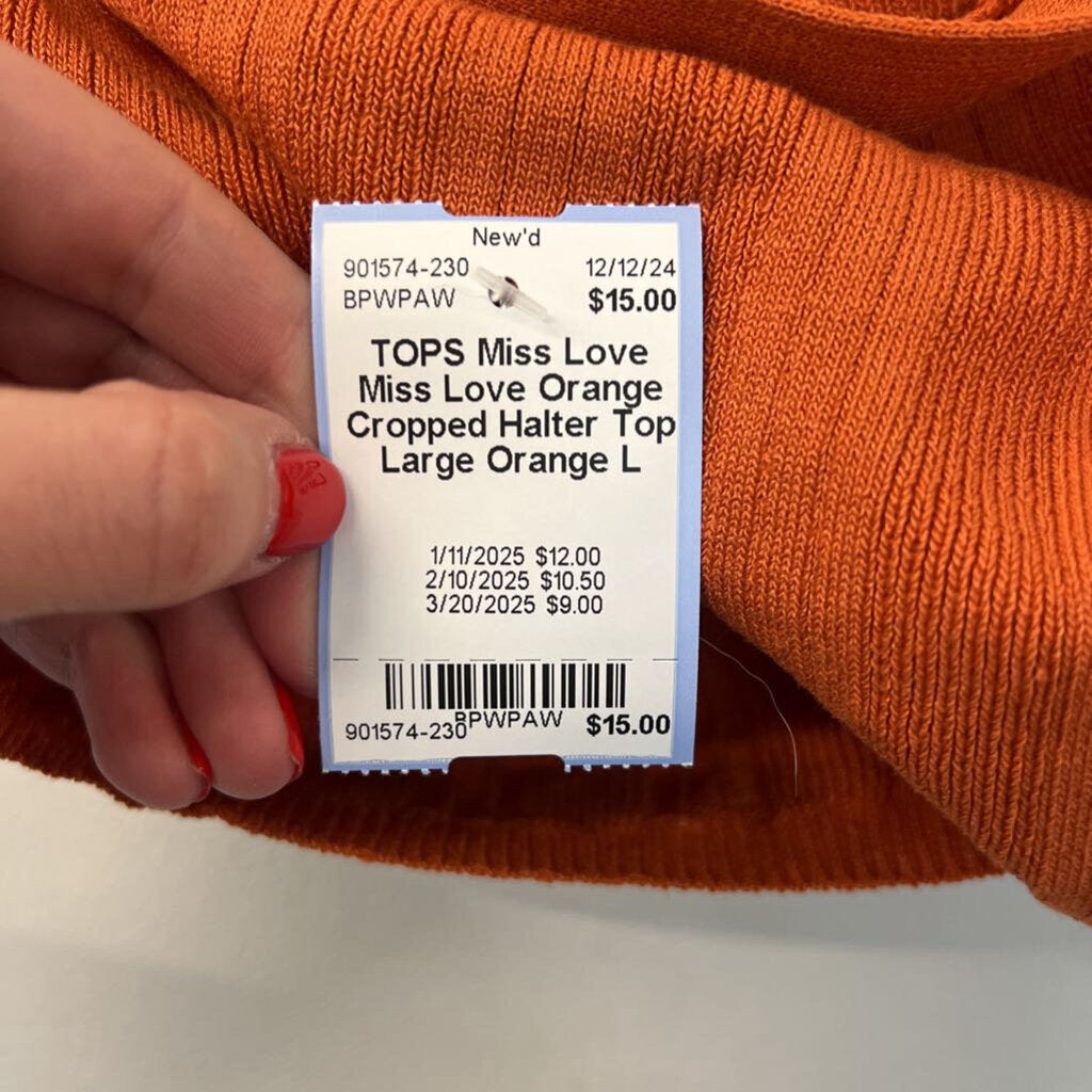 Miss Love Orange Cropped Halter Top Large