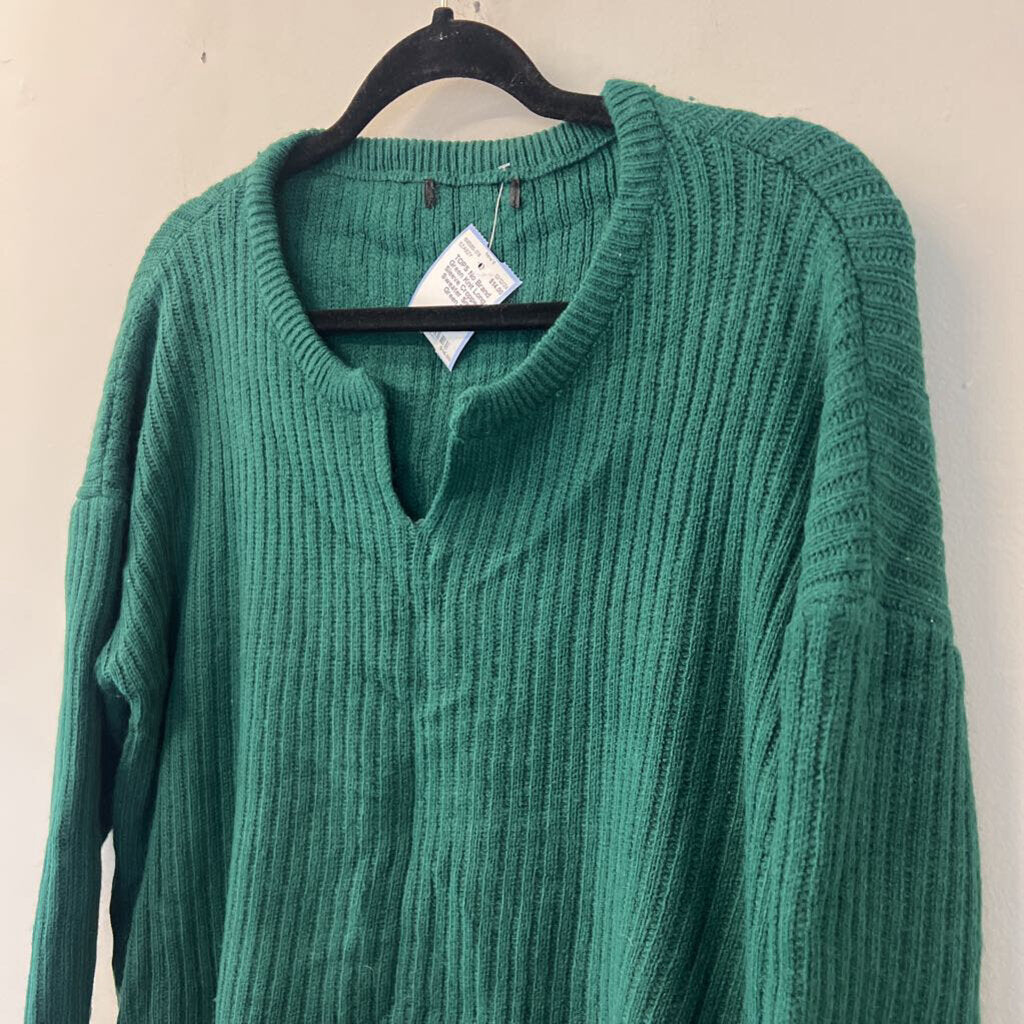 Green Knit Long Sleeve Cropped Sweater Small