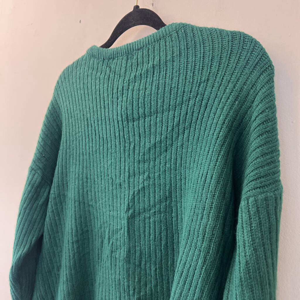 Green Knit Long Sleeve Cropped Sweater Small