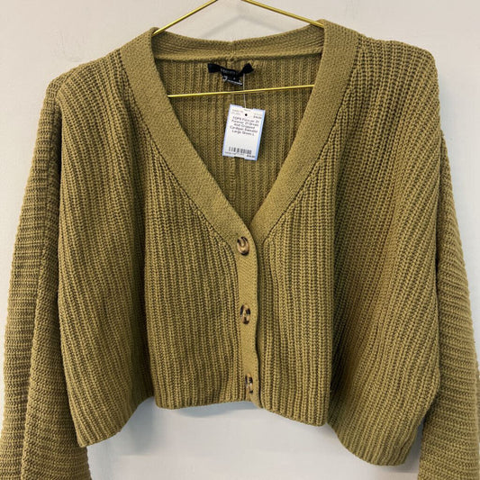 Forever 21 Green Knit Cropped Cardigan Sweater Large