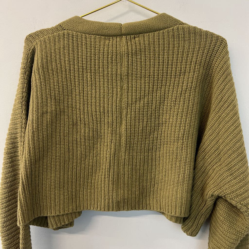 Forever 21 Green Knit Cropped Cardigan Sweater Large