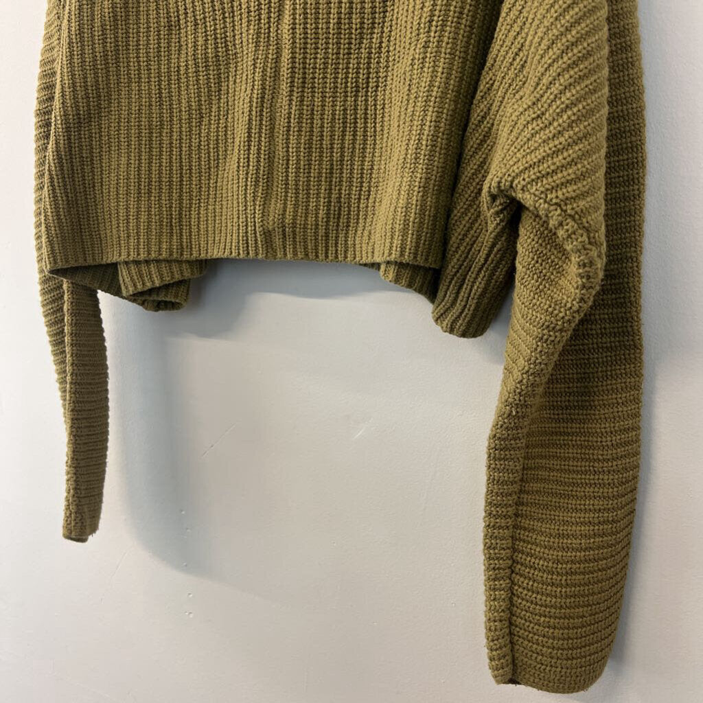 Forever 21 Green Knit Cropped Cardigan Sweater Large