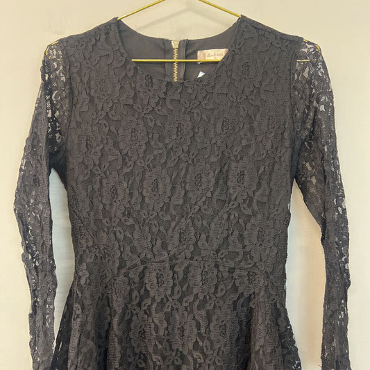 Altar'd State Black Lace Long Sleeve Dress Medium