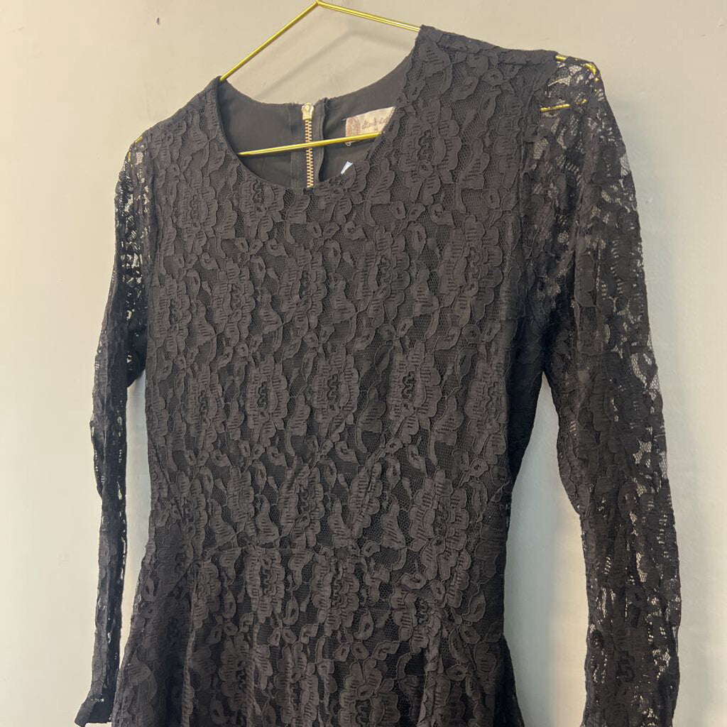 Altar'd State Black Lace Long Sleeve Dress Medium