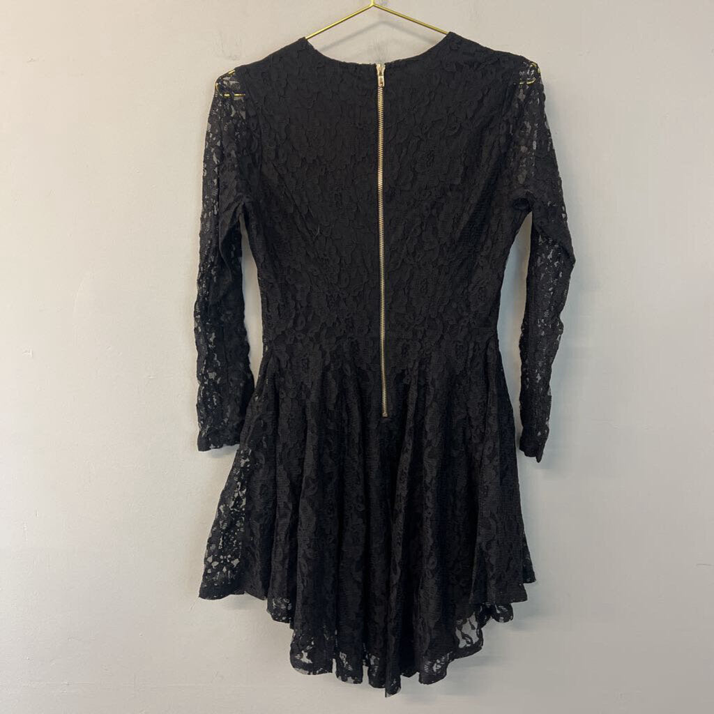 Altar'd State Black Lace Long Sleeve Dress Medium