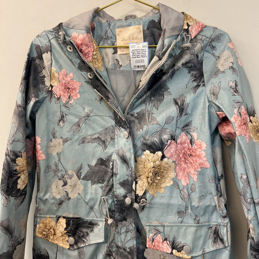 Altar'd State Blue/ Multi Floral Print Rain Jacket Small