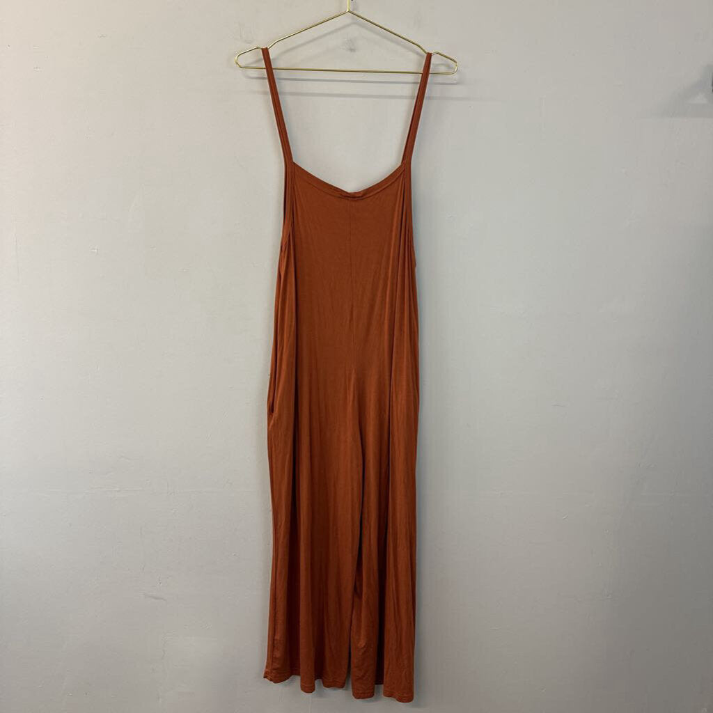 Elloh Orange Sleeveless Cotton Jumpsuit Medium