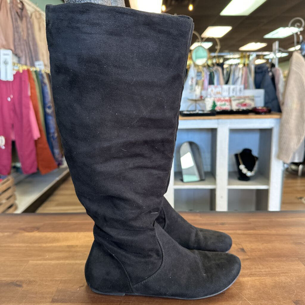 Soda Black Suede Tall Boots 6