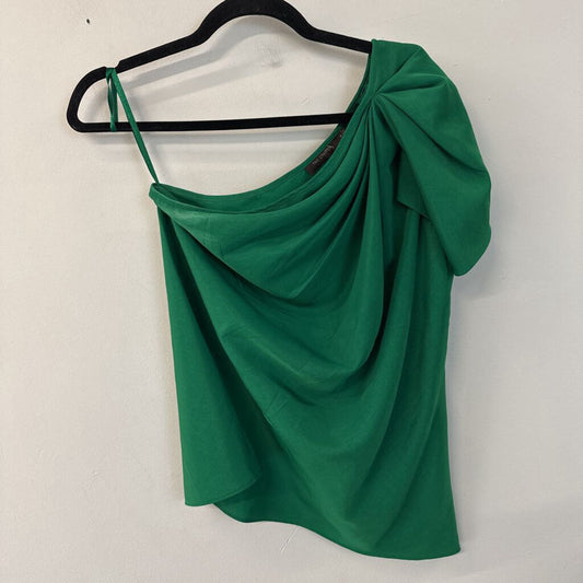 The Limited Green Silky One Shoulder Top Medium