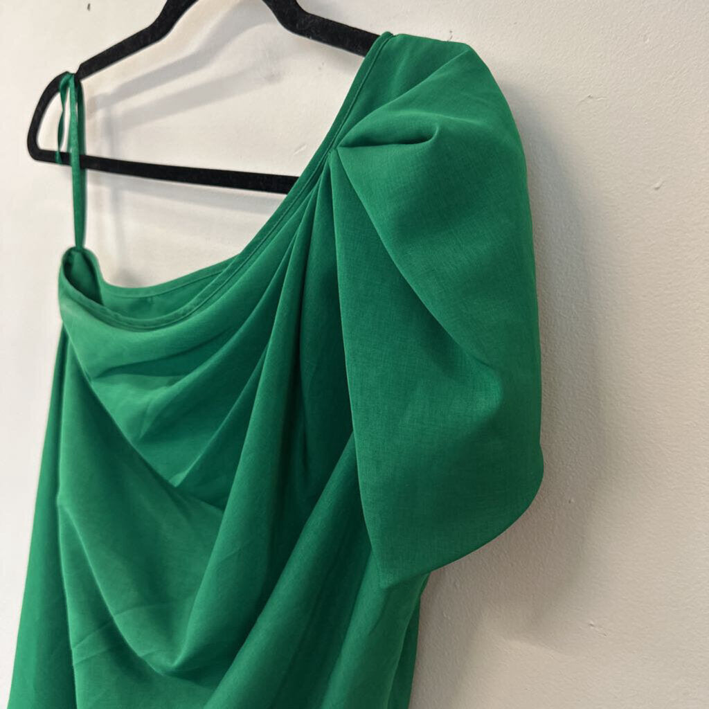 The Limited Green Silky One Shoulder Top Medium