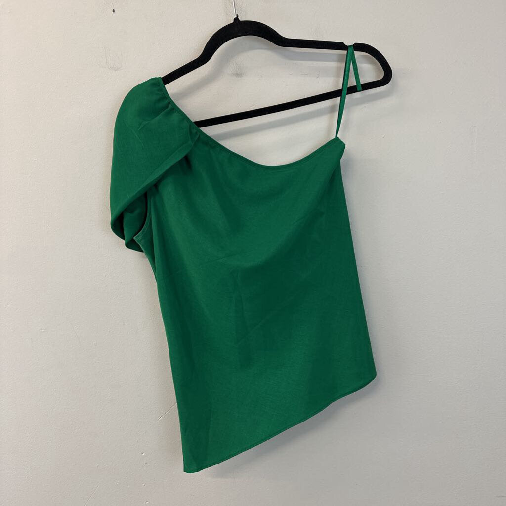 The Limited Green Silky One Shoulder Top Medium