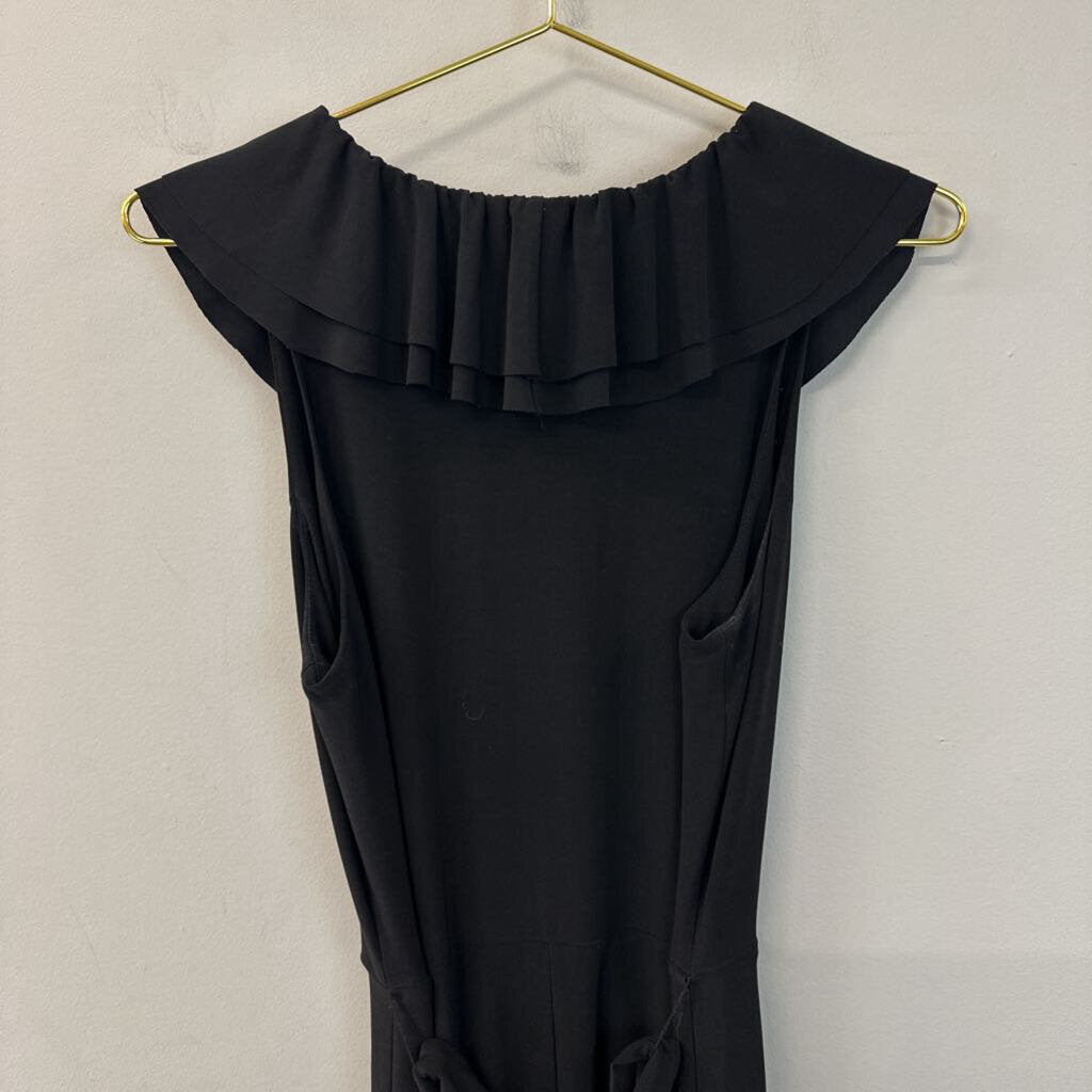 Ralph Lauren Black Ruffle Top Tie Waist Dress 8