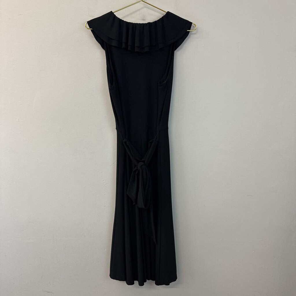 Ralph Lauren Black Ruffle Top Tie Waist Dress 8