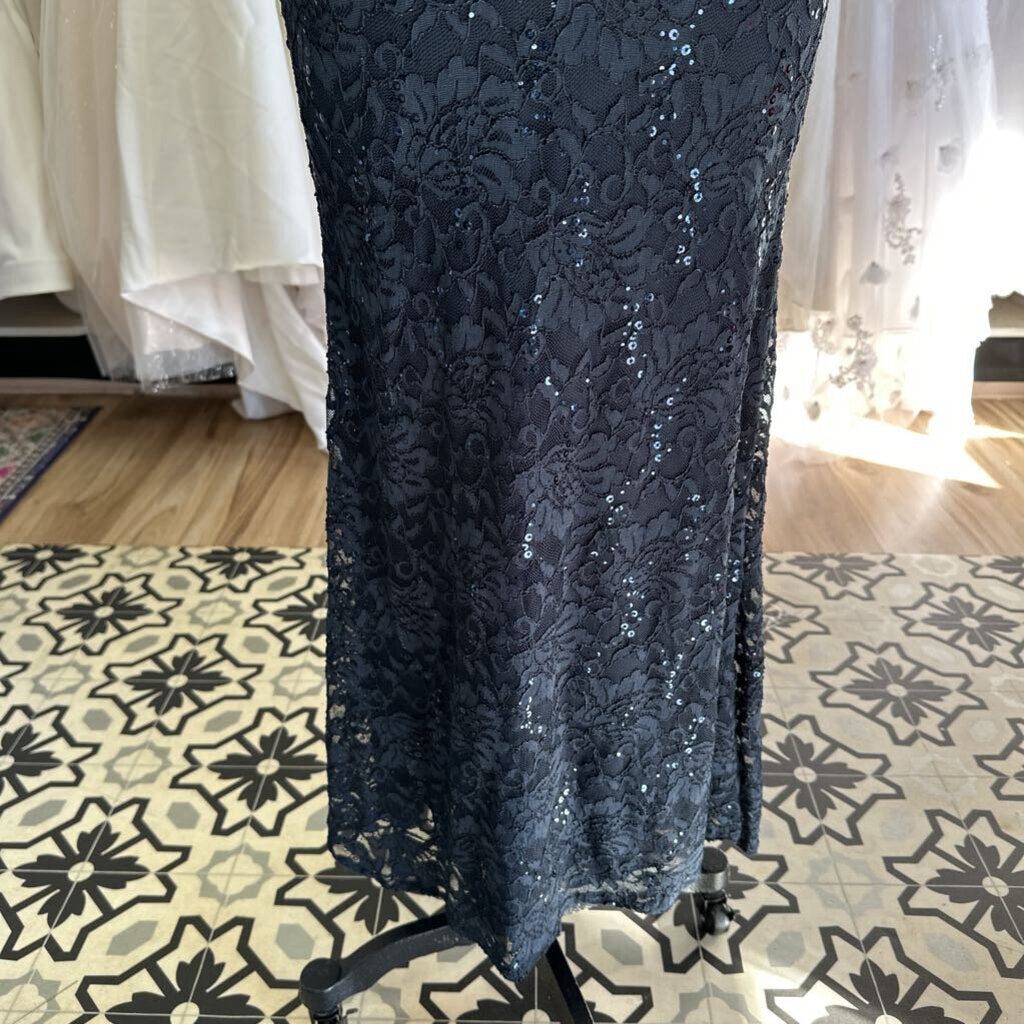 My Michelle Navy Lace Long Formal 1