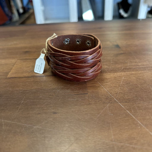 Brown Leather Thick Cuff Bracelet