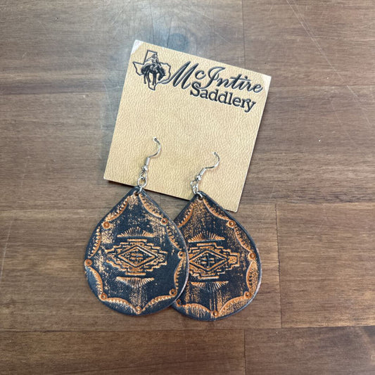 McIntire Saddlery Black/ Brown Leather Statement Earrings