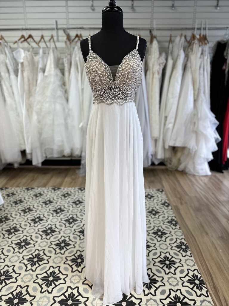 Lulus Beaded Spaghetti Strap Bridal Dress Medium