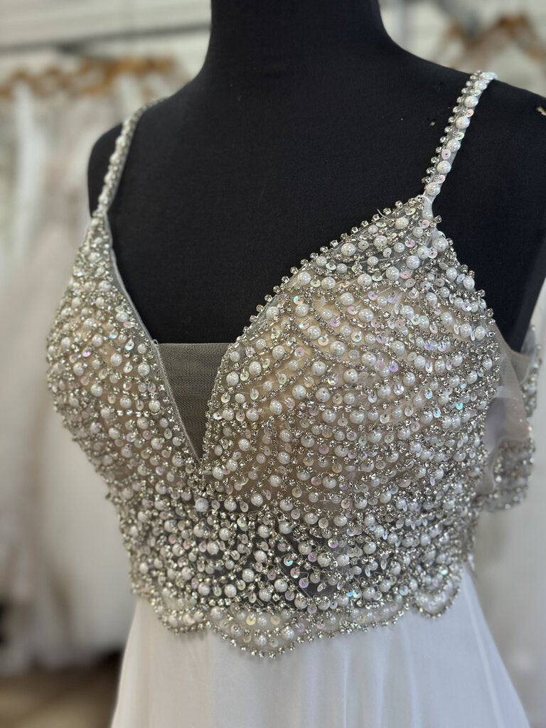 Lulus Beaded Spaghetti Strap Bridal Dress Medium
