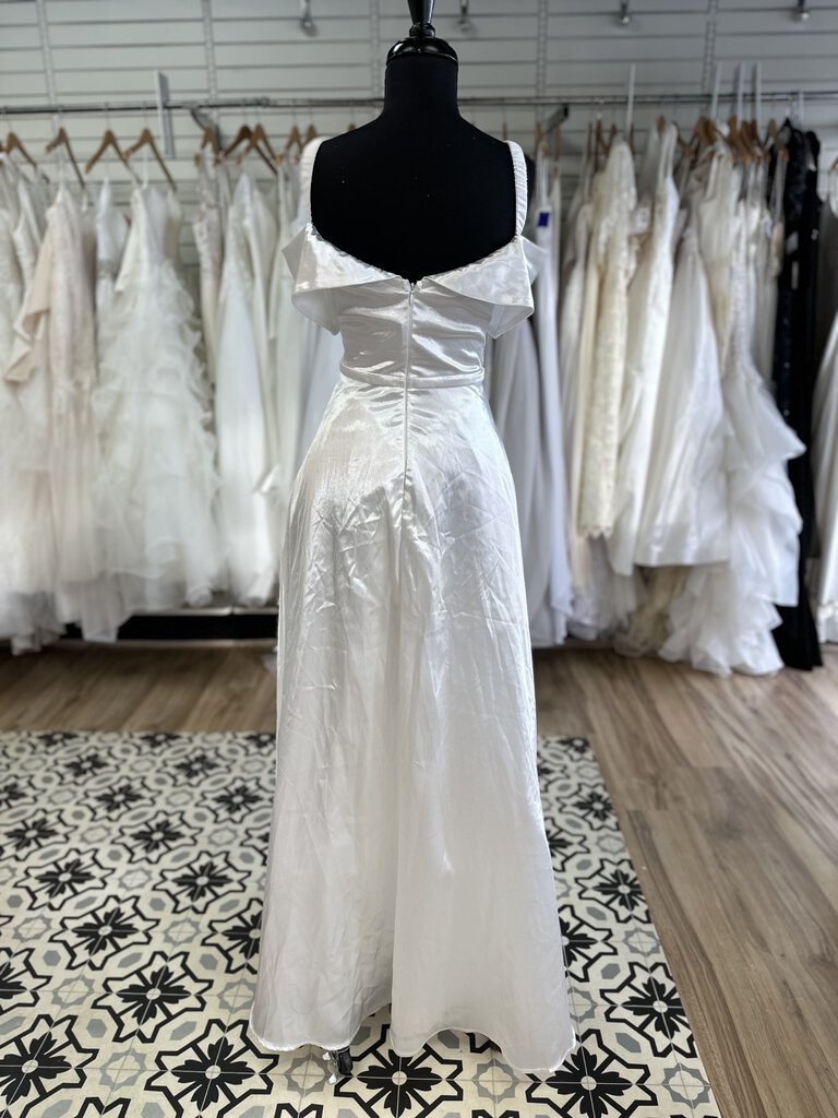 Lulus Shiny Satin Off The Shoulder Bridal Dress Medium