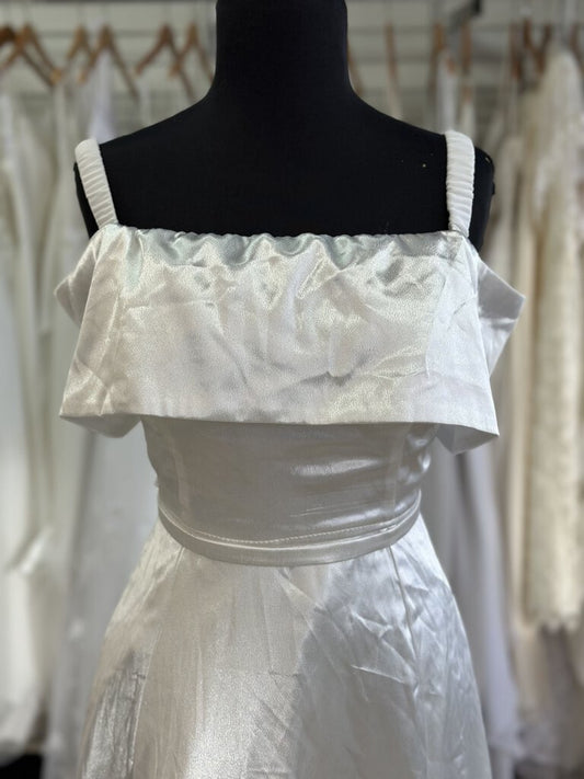 Lulus Shiny Satin Off The Shoulder Bridal Dress Medium