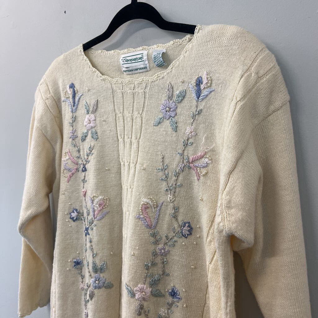 Vintage Shenanigans Pearl Embroidered Sweater Large