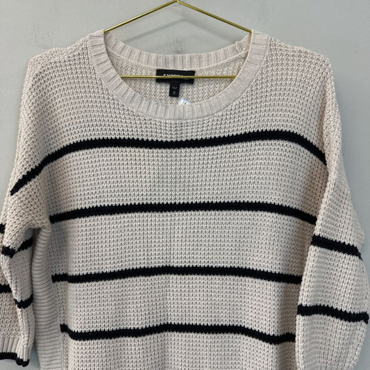 Express Cream/ Black Striped Knit Sweater Medium