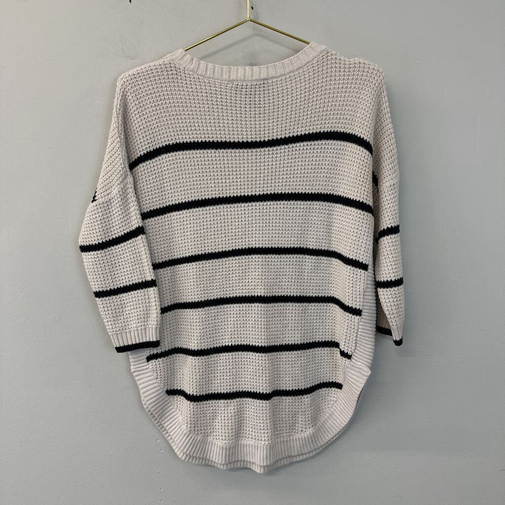 Express Cream/ Black Striped Knit Sweater Medium