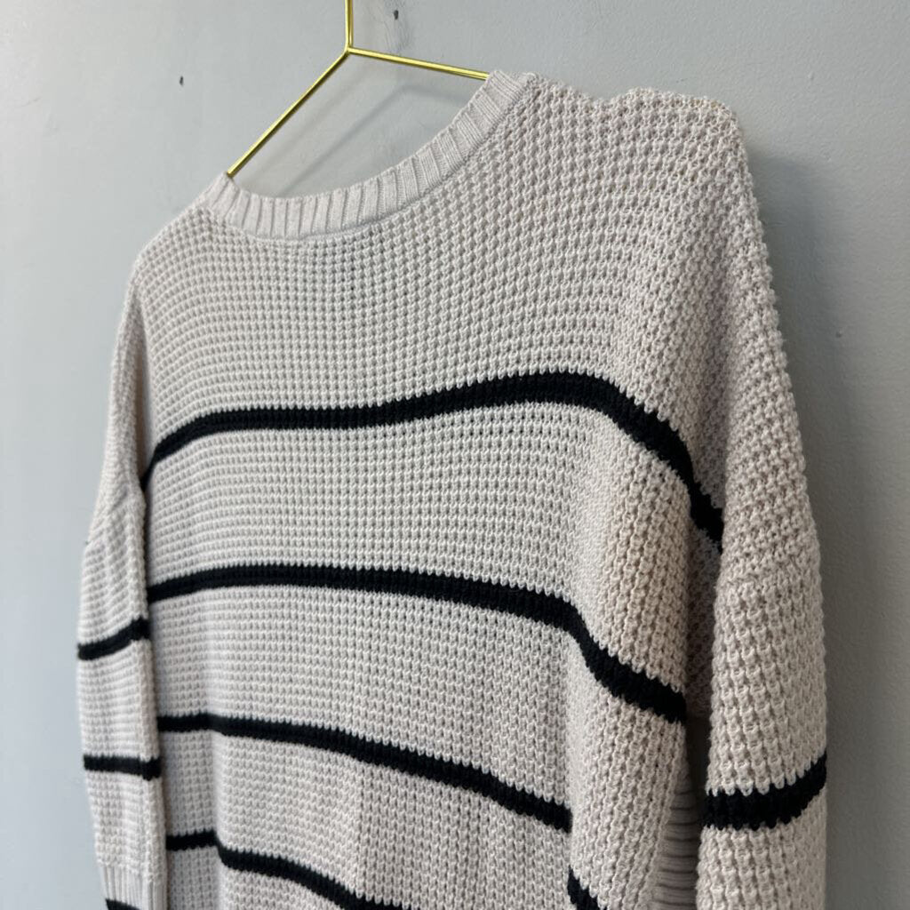 Express Cream/ Black Striped Knit Sweater Medium