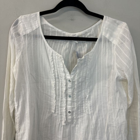 H&M White Long Sleeve Ruffle Detail Henley Top 6