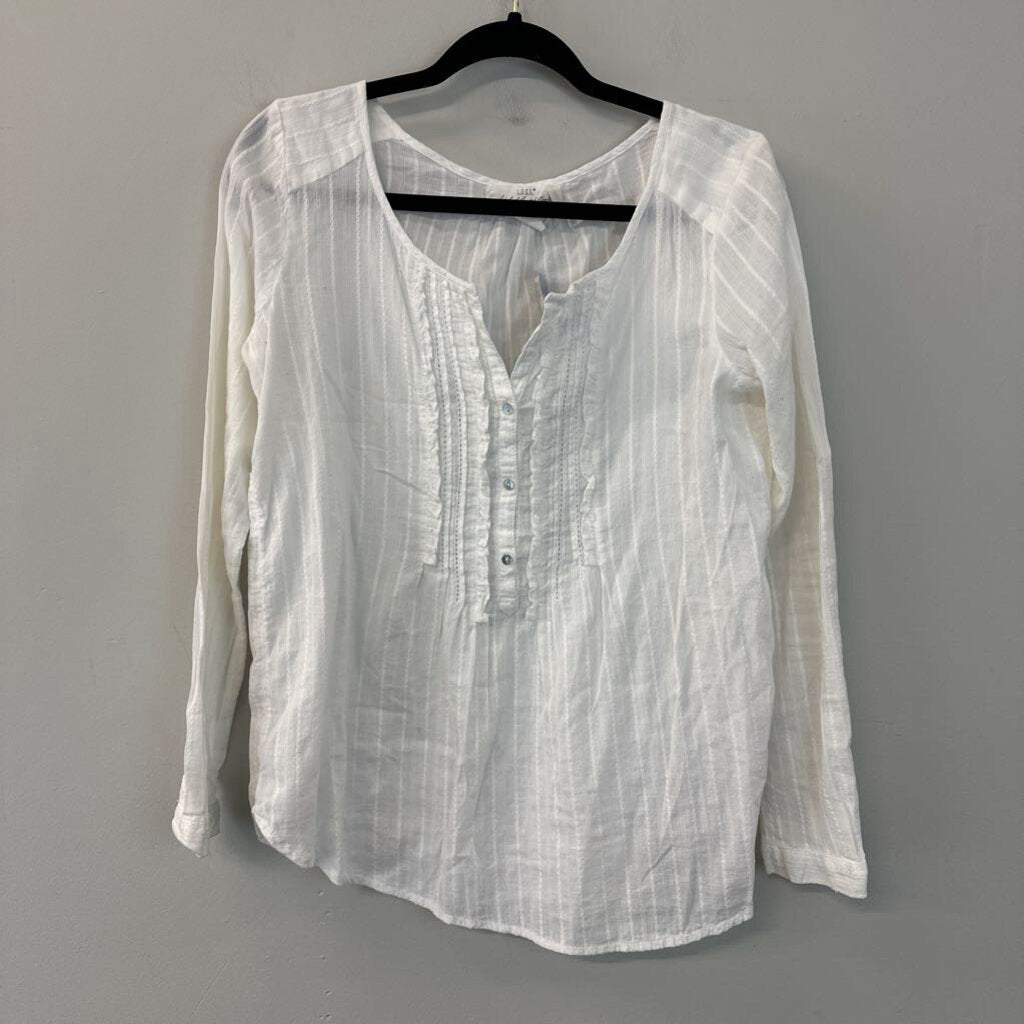 H&M White Long Sleeve Ruffle Detail Henley Top 6