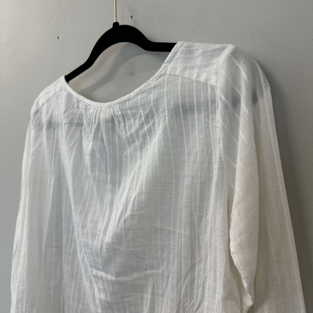 H&M White Long Sleeve Ruffle Detail Henley Top 6