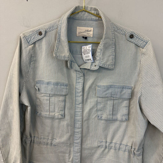 Blue/ White Striped Button Down Shacket Medium