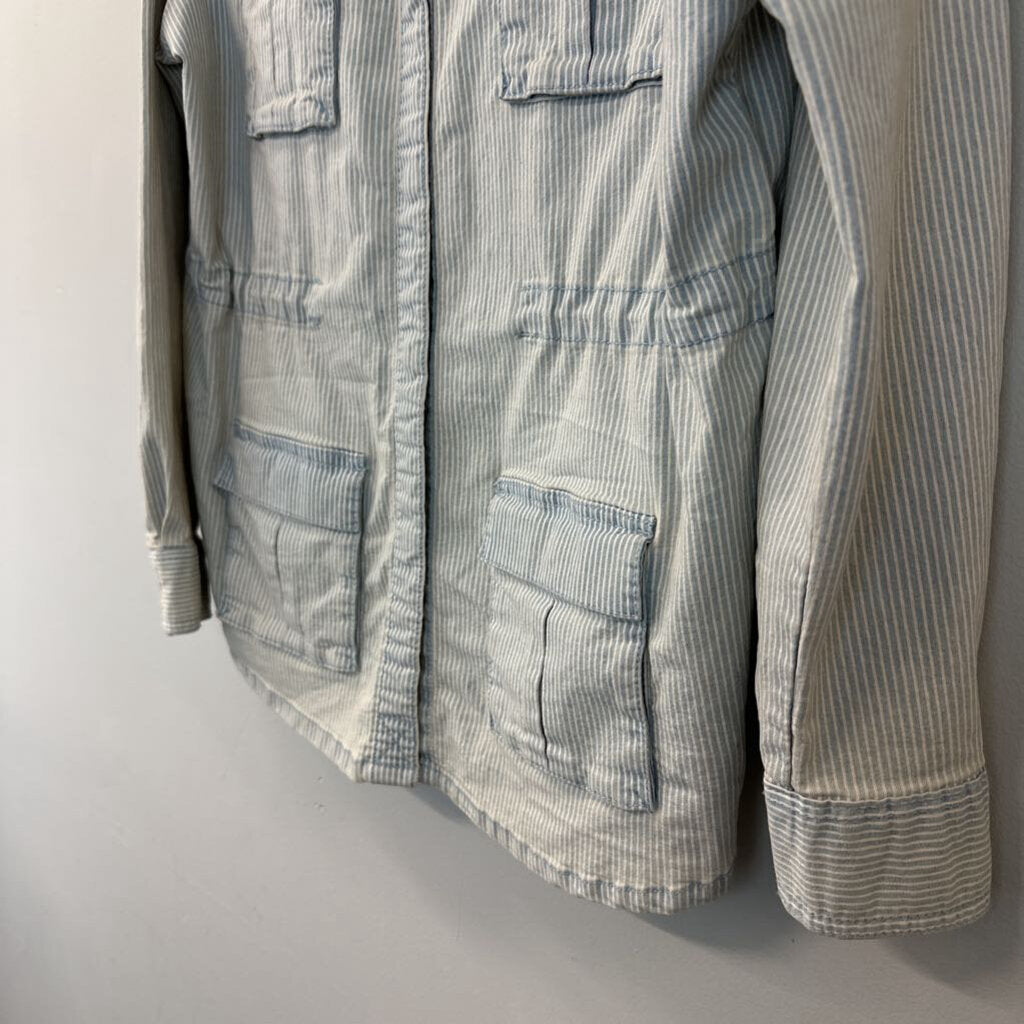 Blue/ White Striped Button Down Shacket Medium