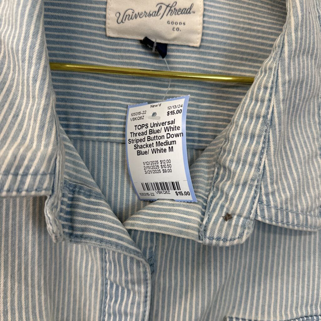 Blue/ White Striped Button Down Shacket Medium