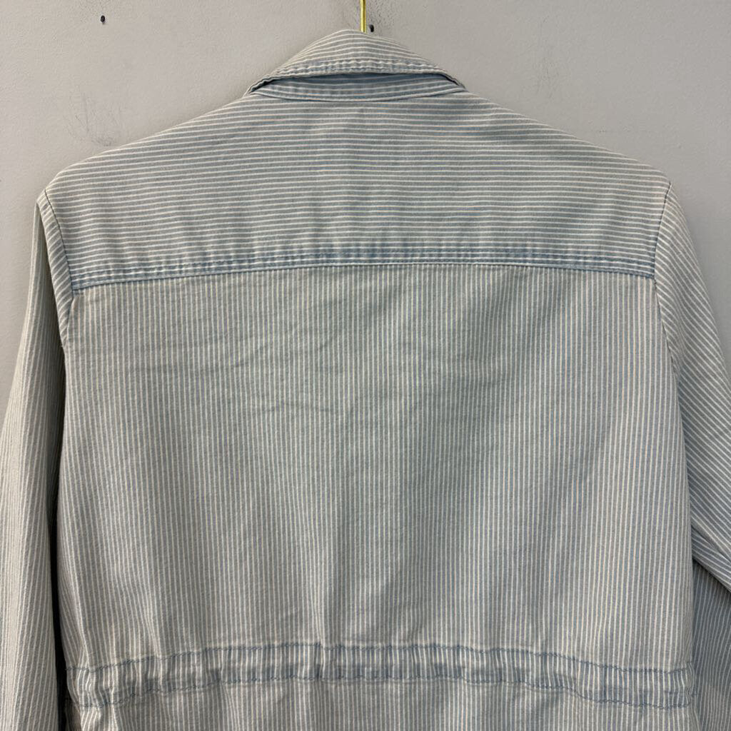 Blue/ White Striped Button Down Shacket Medium