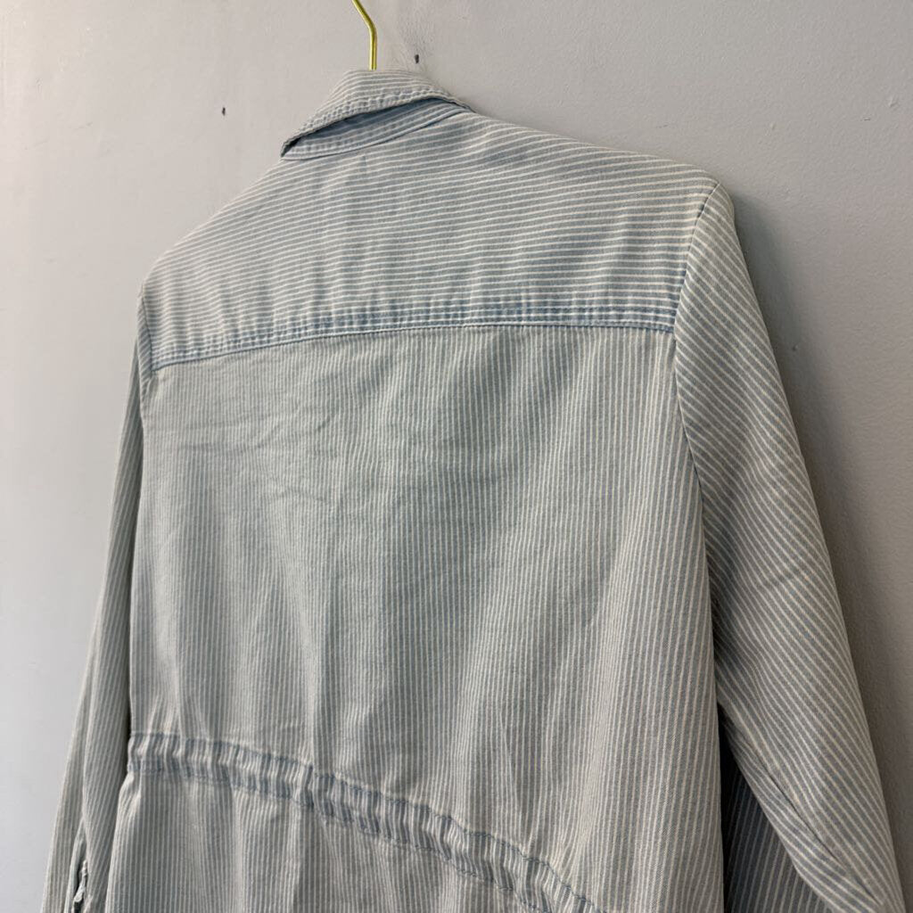 Blue/ White Striped Button Down Shacket Medium