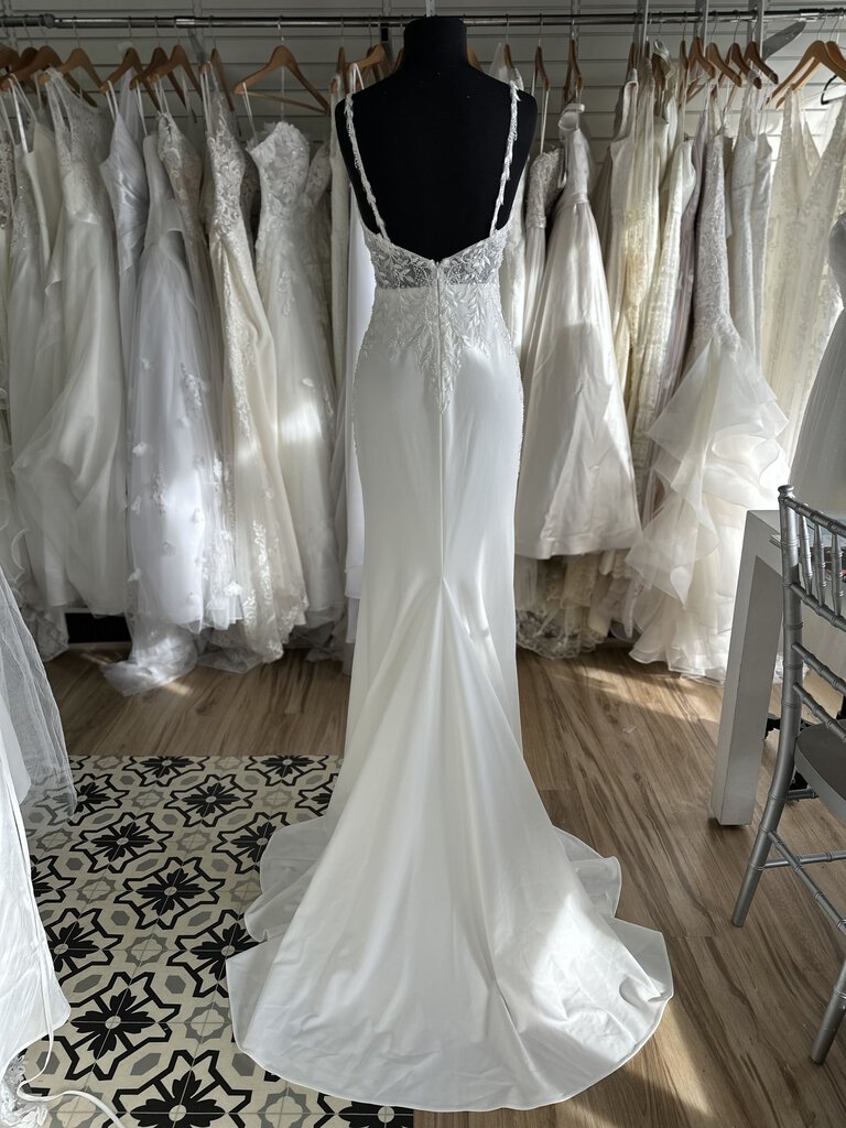 Beaded Lace and Crepe Wedding Dress 4