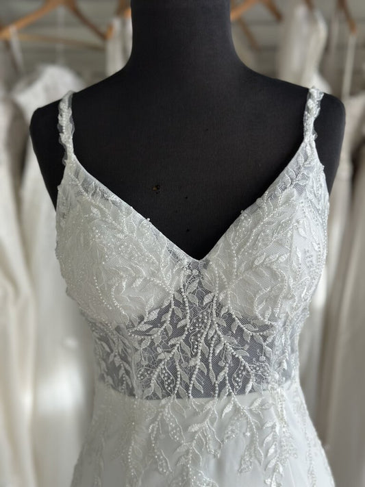 Beaded Lace and Crepe Wedding Dress 4