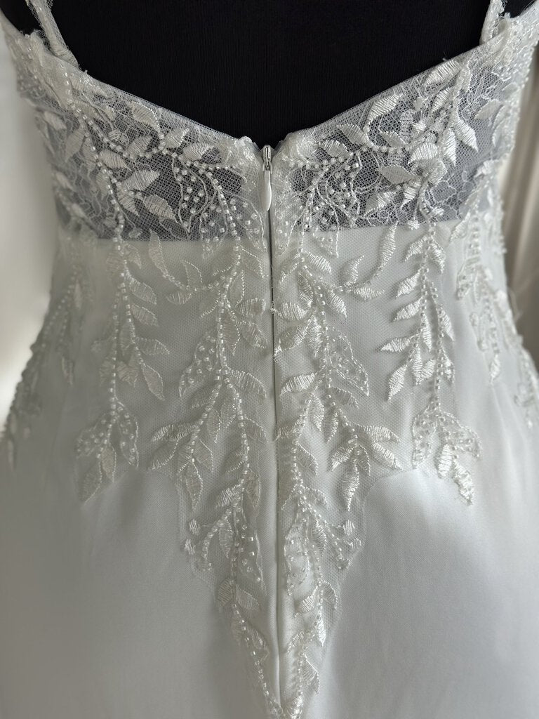 Beaded Lace and Crepe Wedding Dress 4