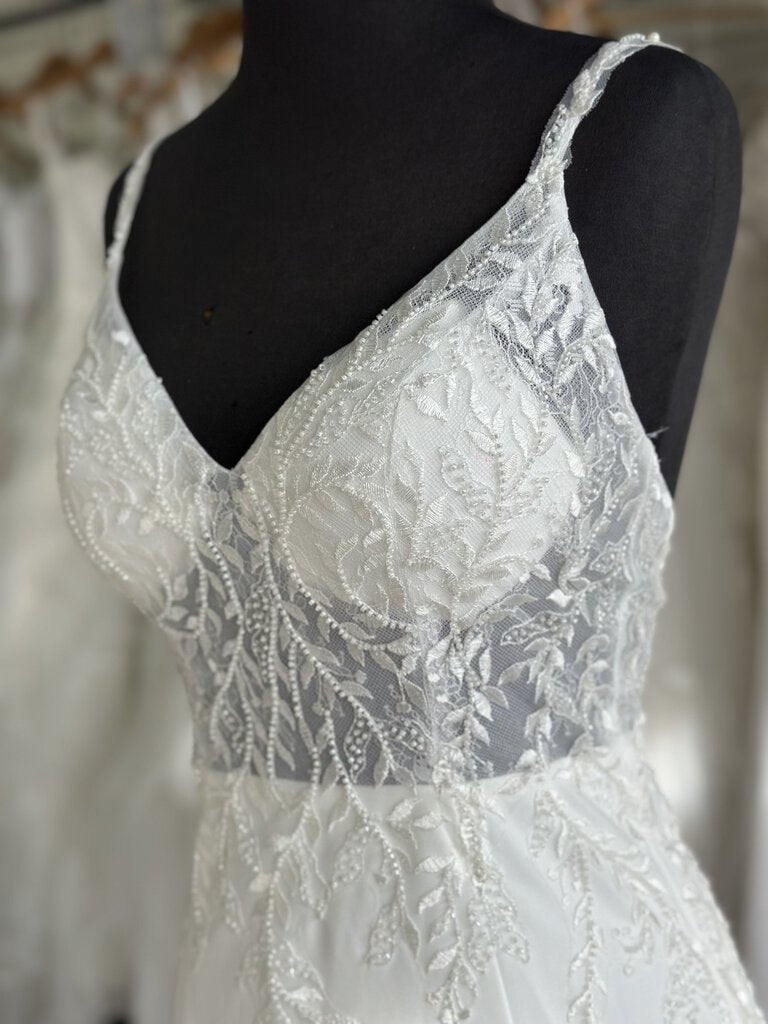 Beaded Lace and Crepe Wedding Dress 4