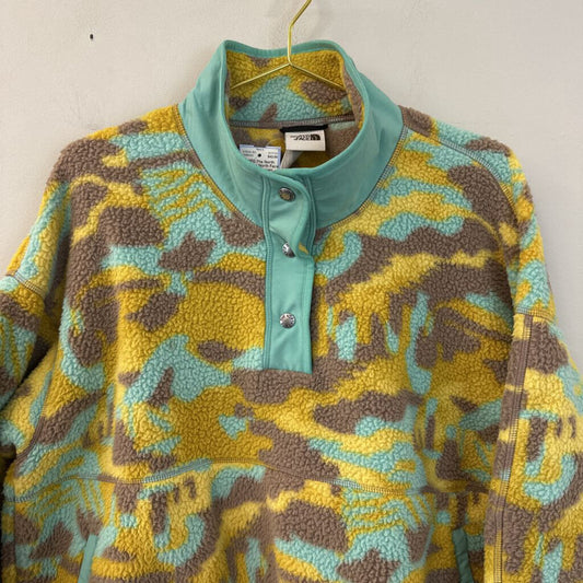 The North Face Yellow/ Brown Print Soft Sherpa Pullover Extra Large