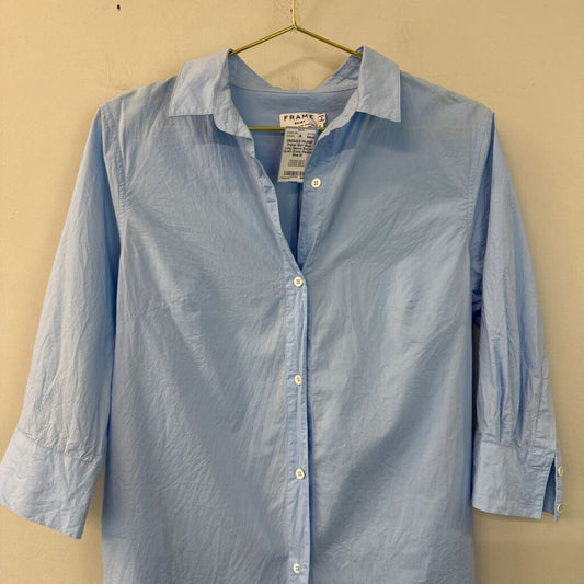 Frame Shirt Blue Long Sleeve Button Down Dress Medium